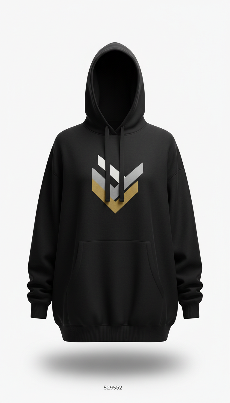 Obsidian black oversized graphic hoodie