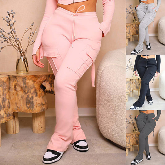 Women's High-Waist Wide Leg Cargo Pants - Stickies Apparel 0