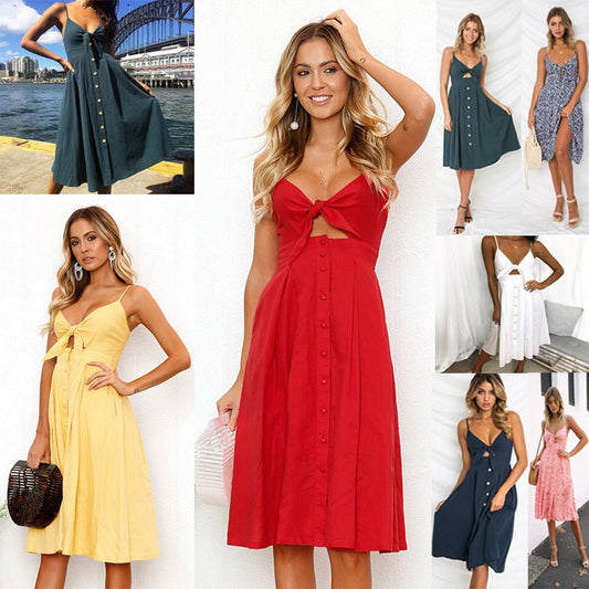 Women's Sleeveless Backless Strap Maxi Dress - Stickies Apparel 0