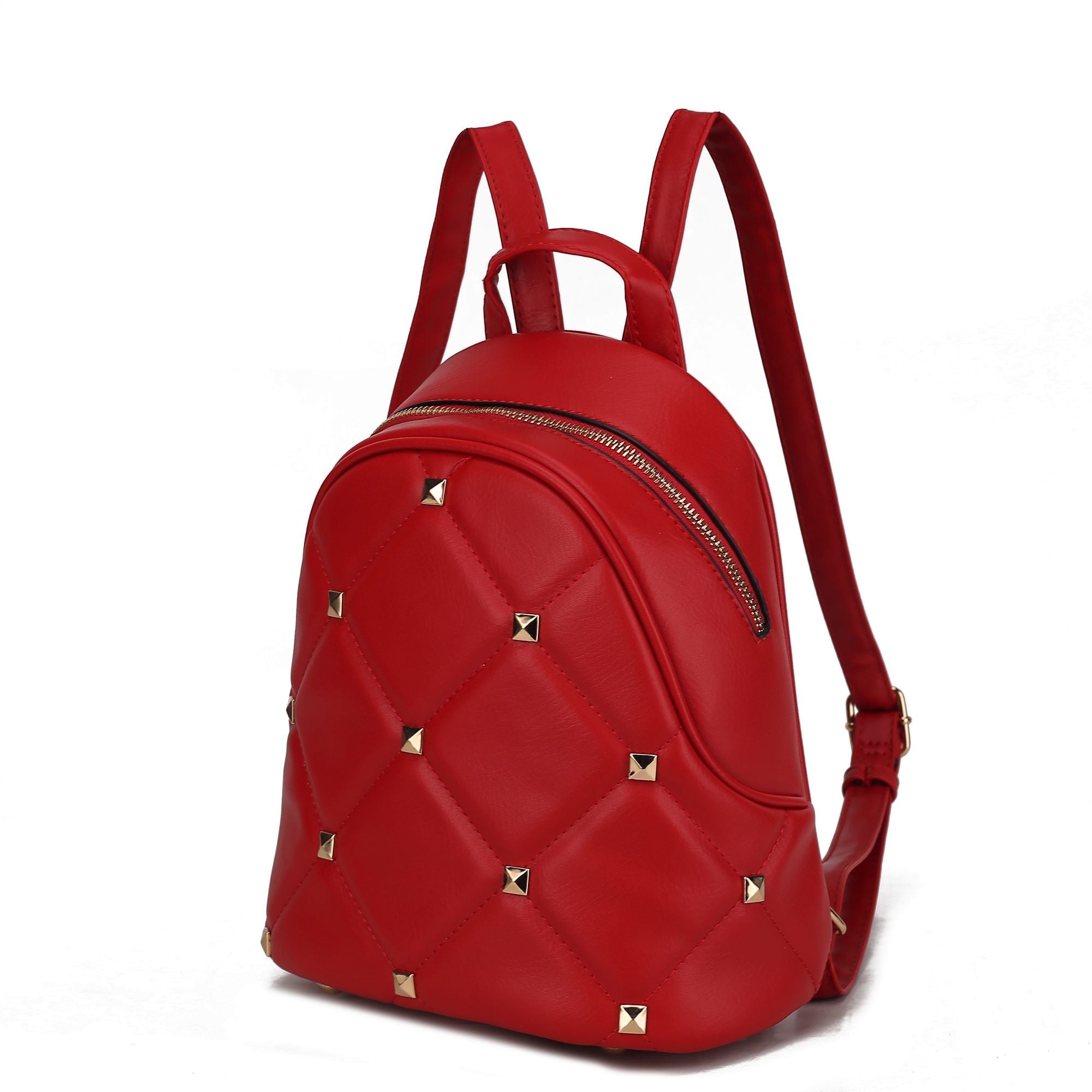 Chic Quilted Vegan Leather Women's Backpack with Studs - Stickies Apparel