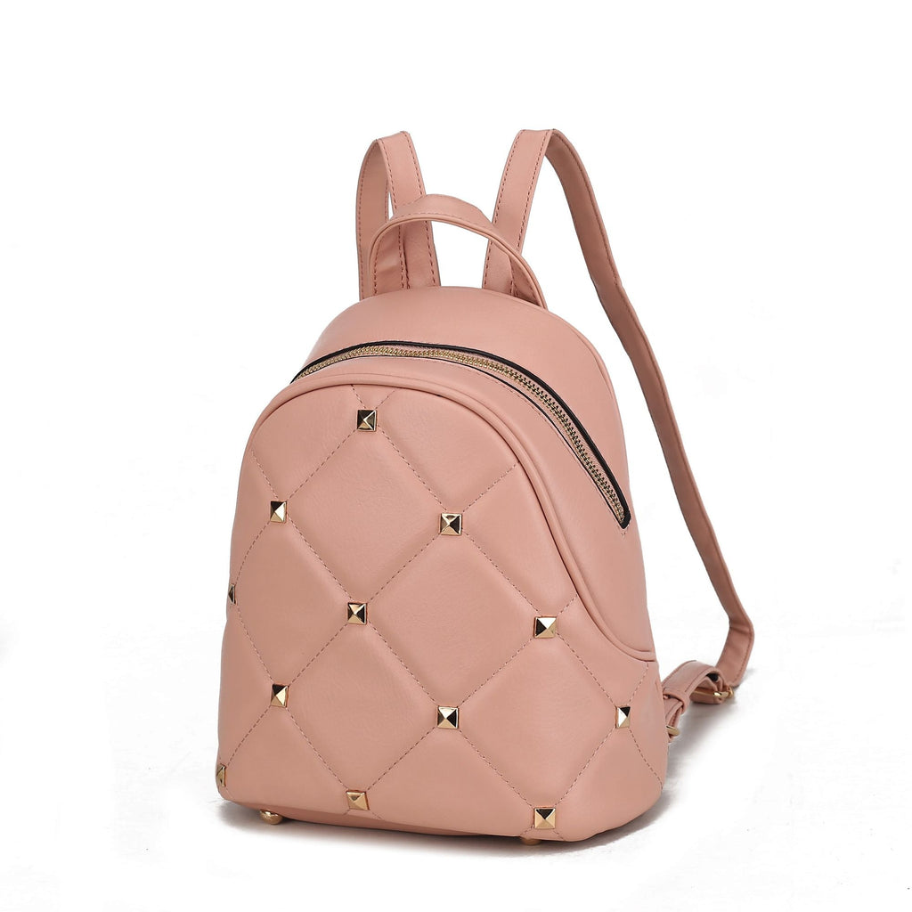 Chic Quilted Vegan Leather Women's Backpack with Studs - Stickies Apparel