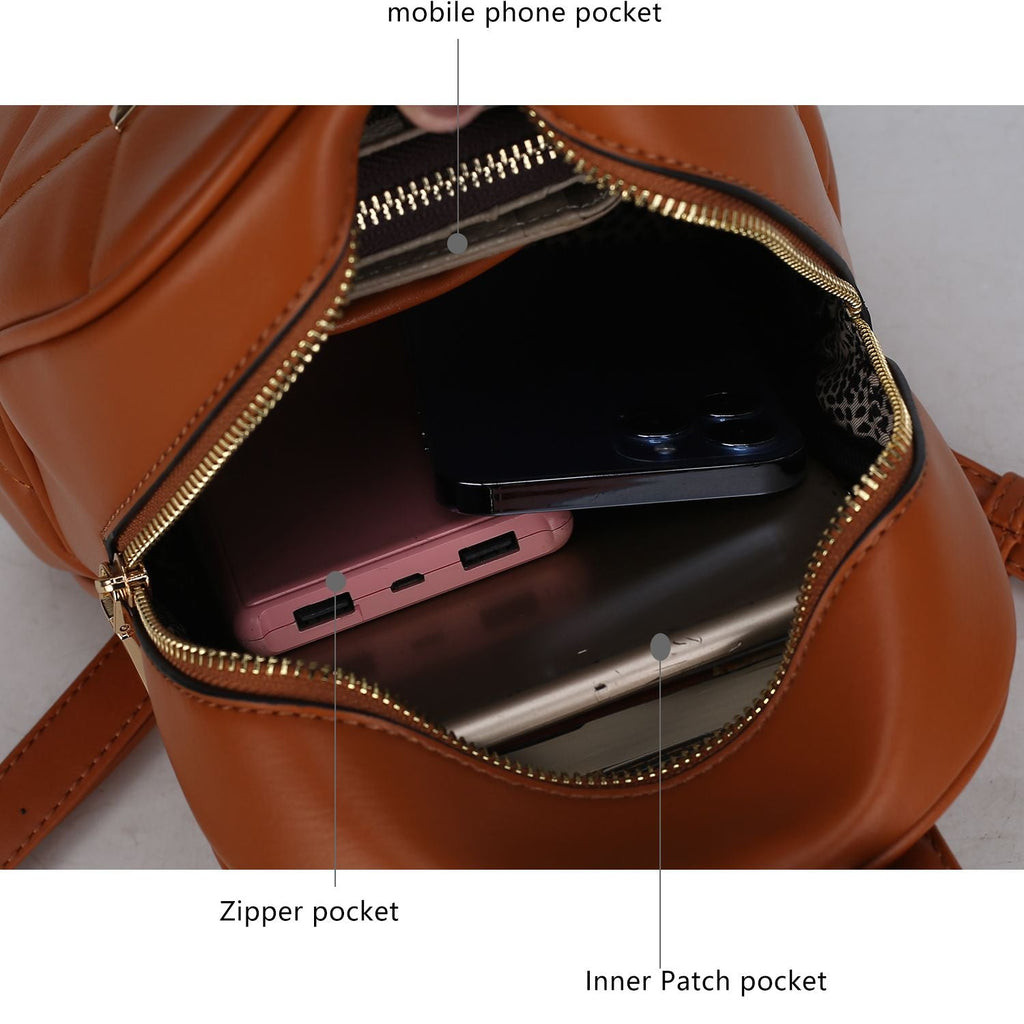 Chic Quilted Vegan Leather Women's Backpack with Studs - Stickies Apparel