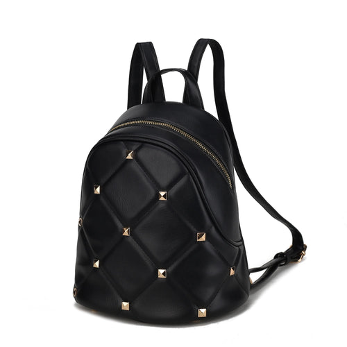 Chic Quilted Vegan Leather Women's Backpack with Studs - Stickies Apparel