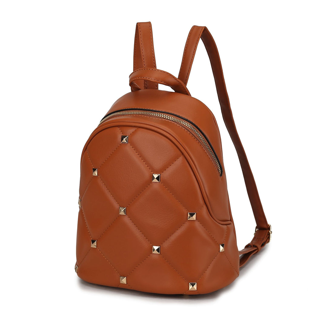 Chic Quilted Vegan Leather Women's Backpack with Studs - Stickies Apparel