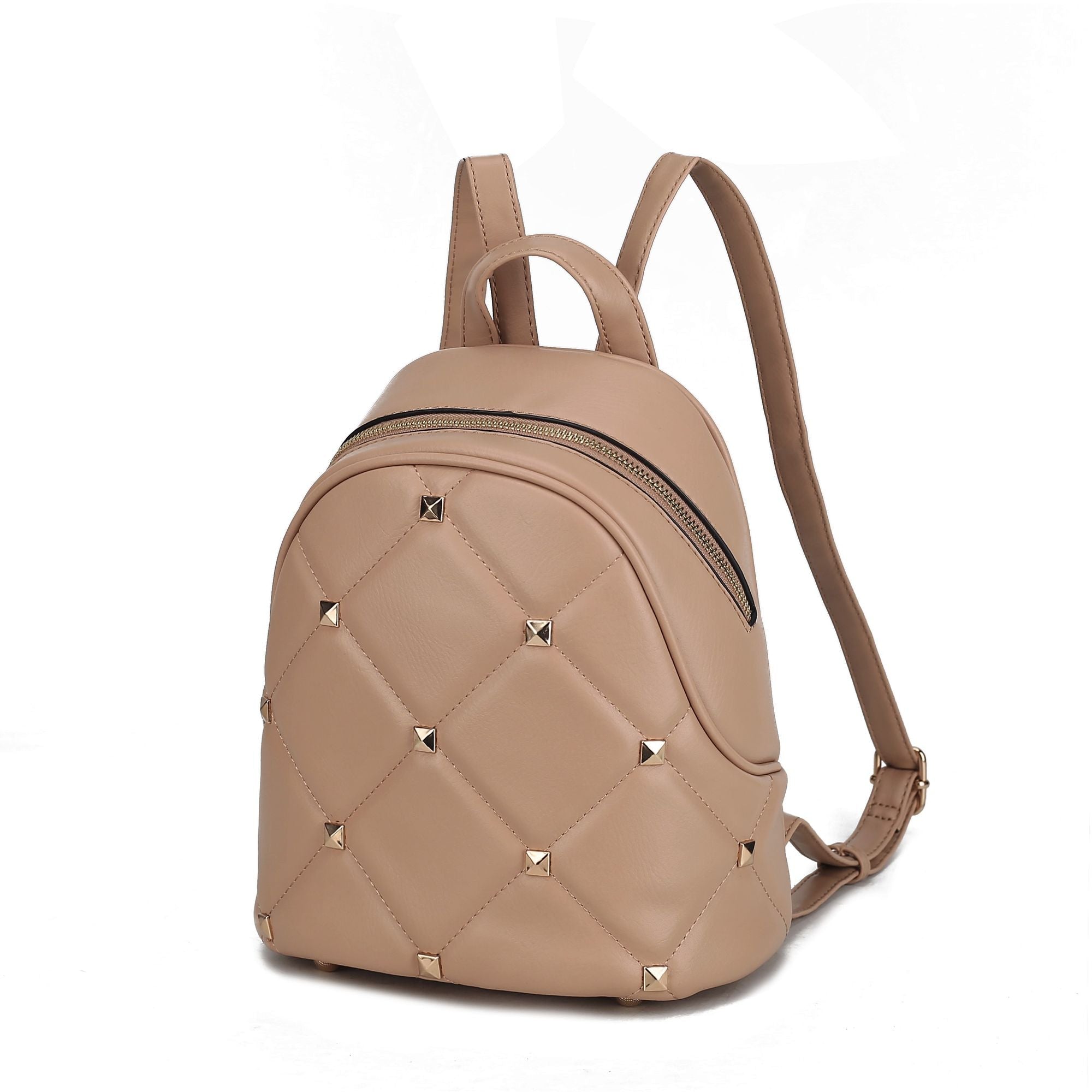Chic Quilted Vegan Leather Women's Backpack with Studs - Stickies Apparel