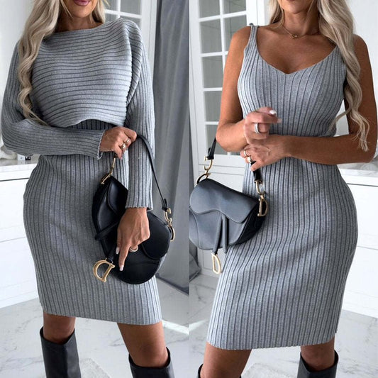 Women's Stripe Top & Suspender Skirt Two-Piece Set - Stickies Apparel 0