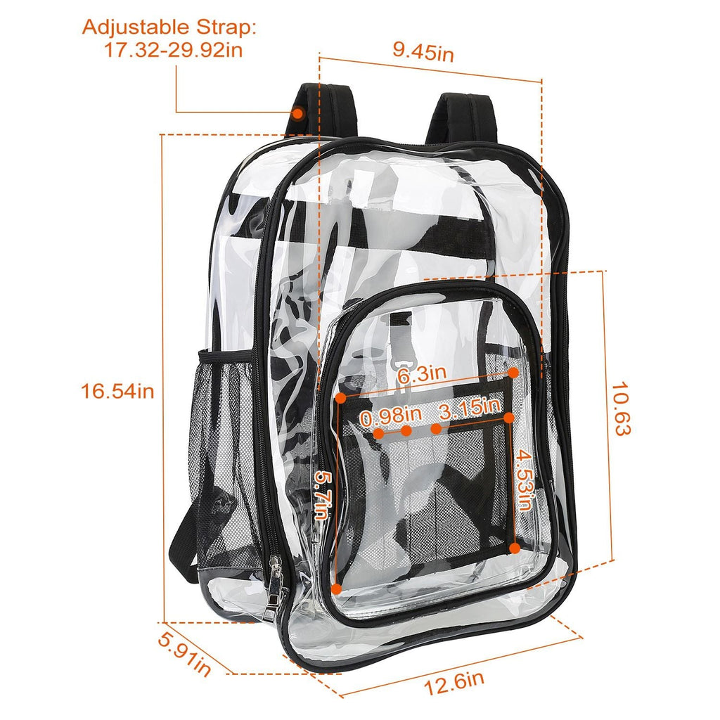Heavy Duty Clear Backpack - Waterproof PVC Book Bag with Reinforced Straps - Stickies Apparel
