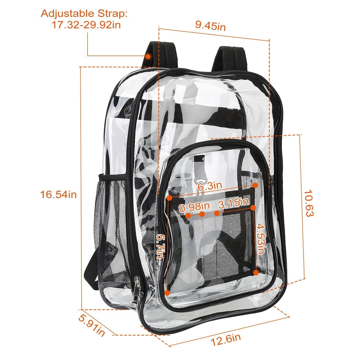 Heavy Duty Clear Backpack - Waterproof PVC Book Bag with Reinforced Straps - Stickies Apparel