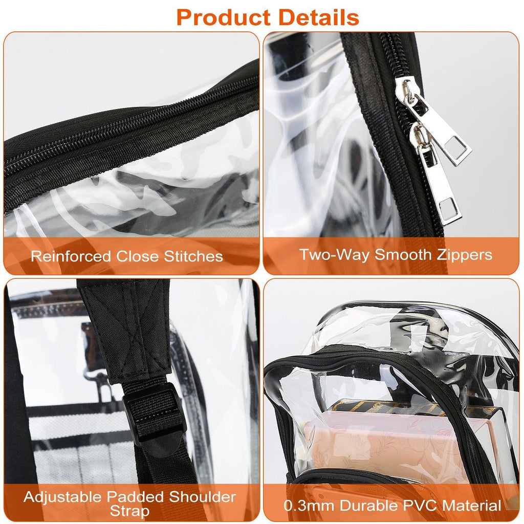 Heavy Duty Clear Backpack - Waterproof PVC Book Bag with Reinforced Straps - Stickies Apparel