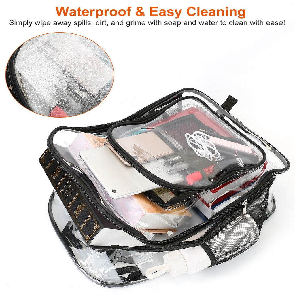 Heavy Duty Clear Backpack - Waterproof PVC Book Bag with Reinforced Straps - Stickies Apparel