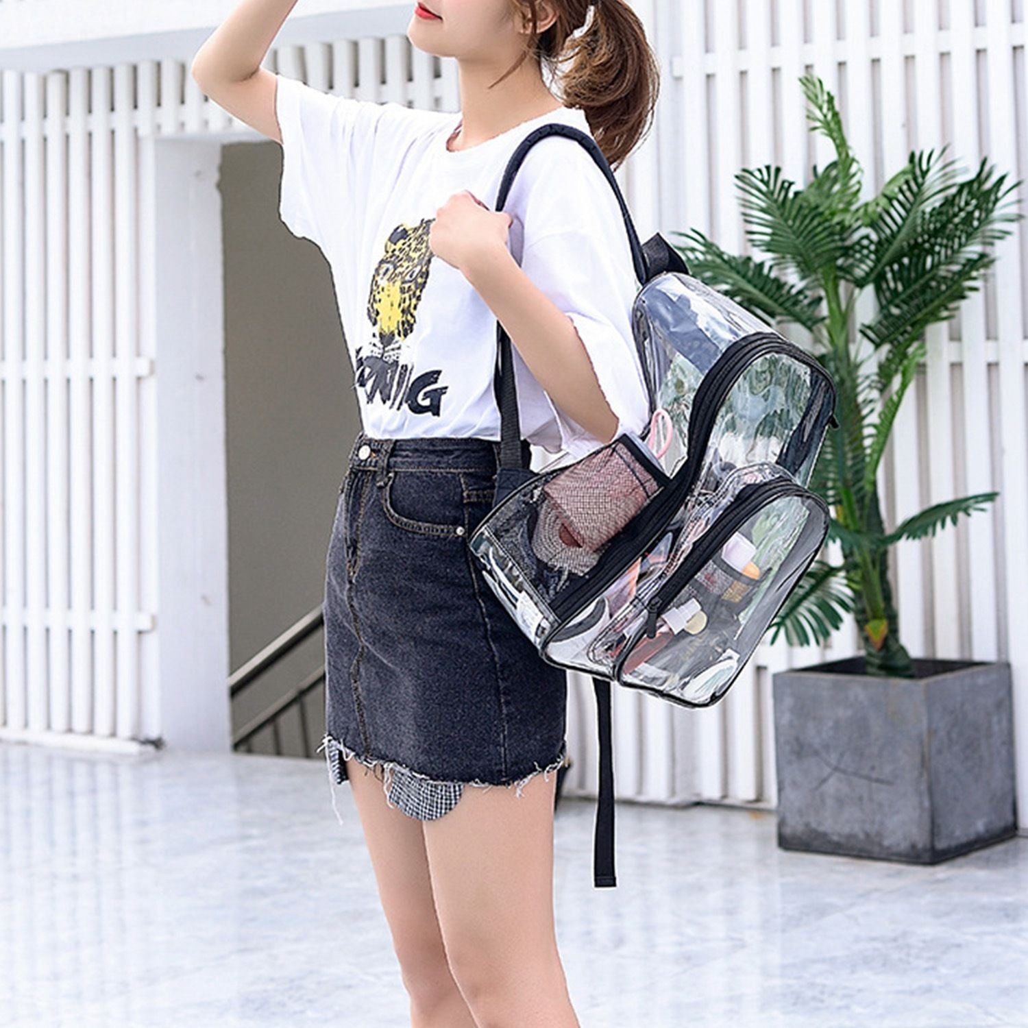 Heavy Duty Clear Backpack - Waterproof PVC Book Bag with Reinforced Straps - Stickies Apparel