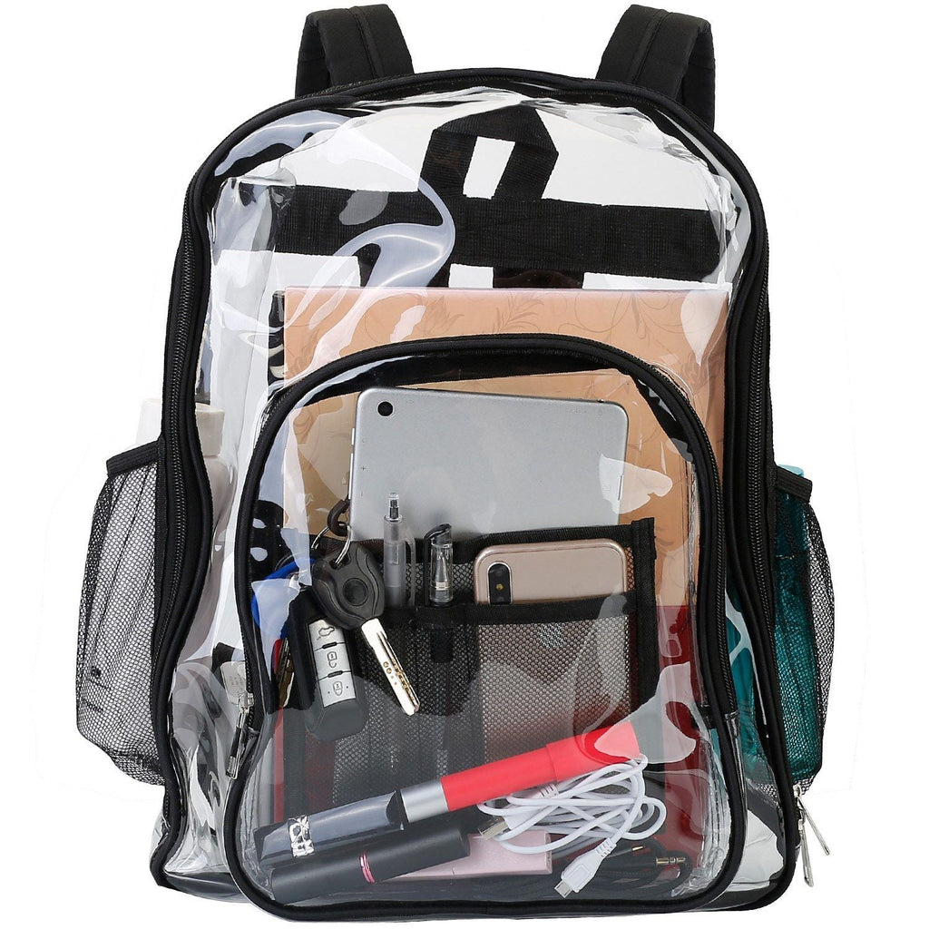 Heavy Duty Clear Backpack - Waterproof PVC Book Bag with Reinforced Straps - Stickies Apparel