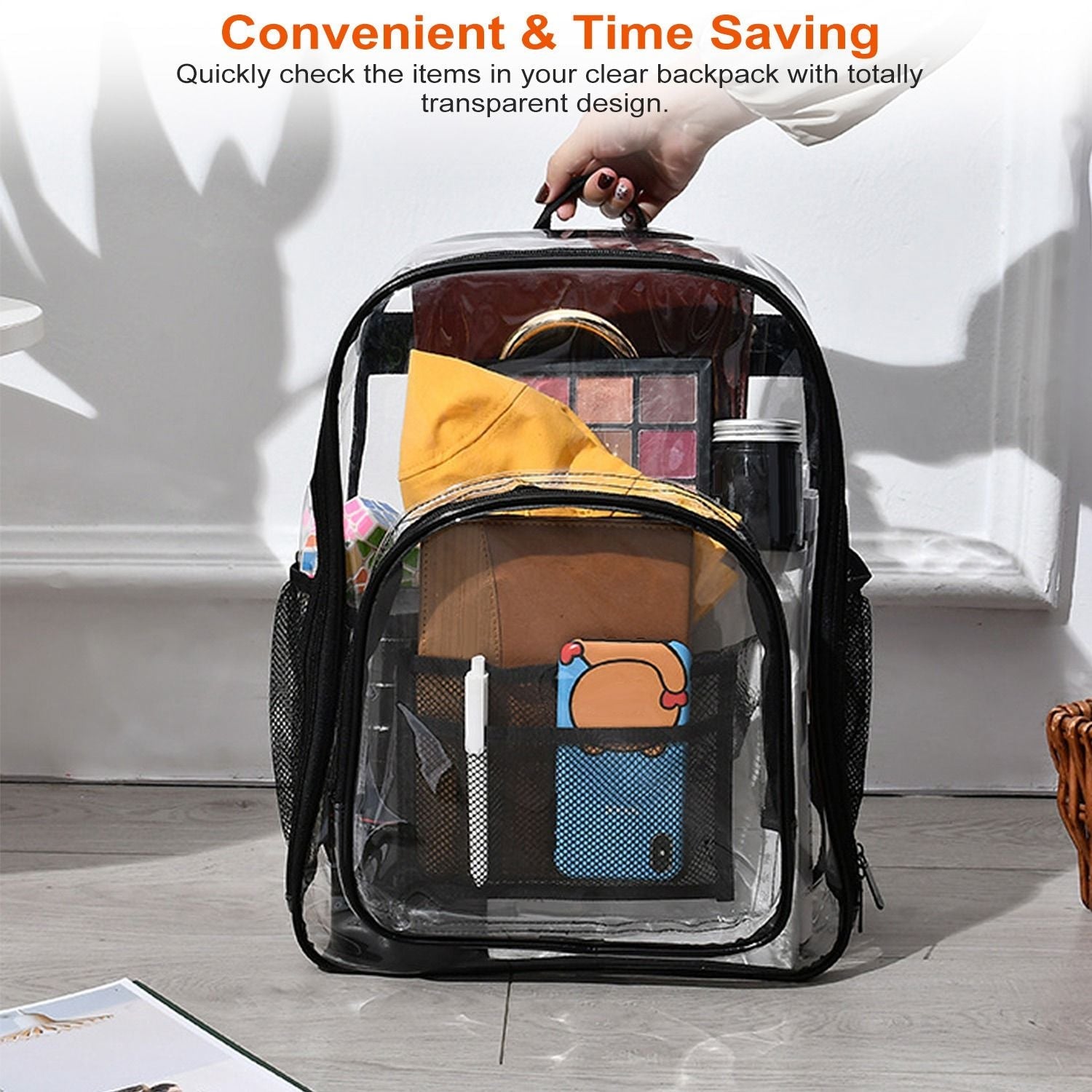 Heavy Duty Clear Backpack - Waterproof PVC Book Bag with Reinforced Straps - Stickies Apparel