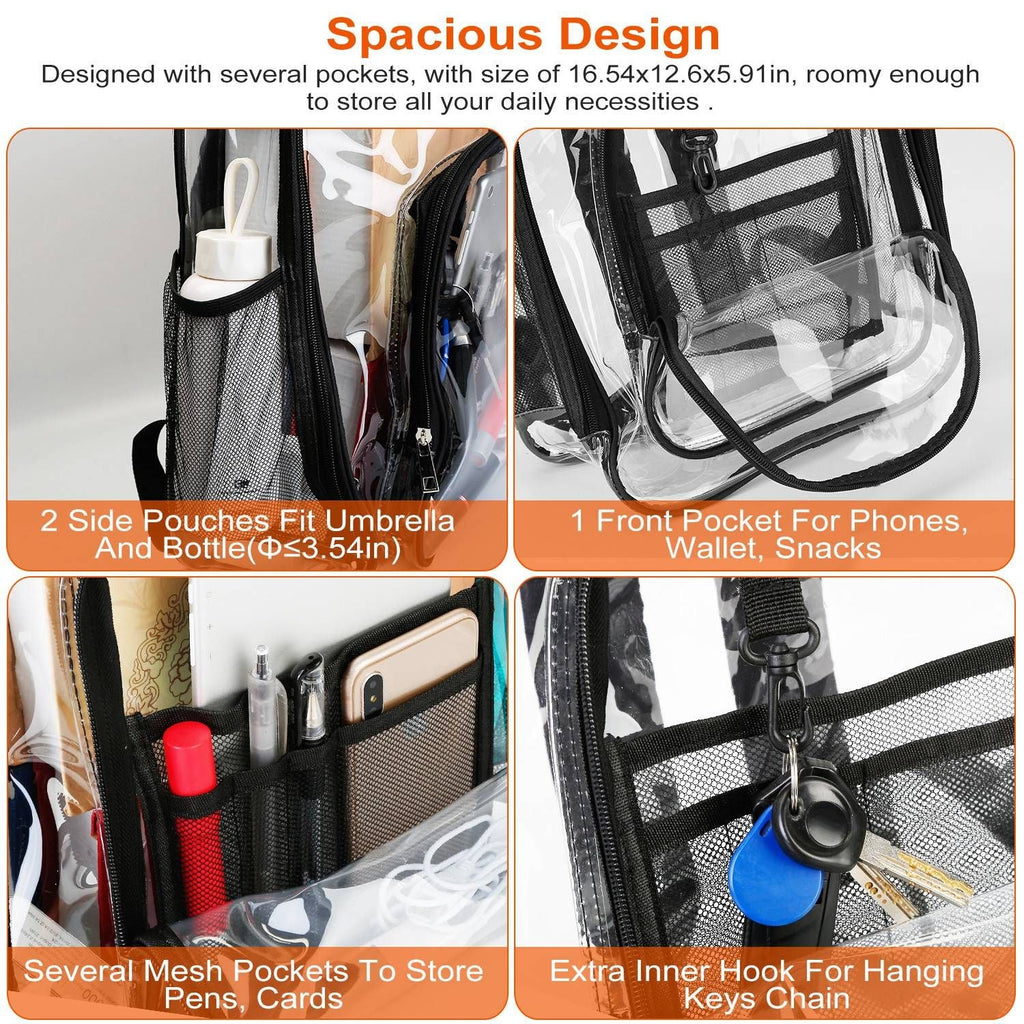 Heavy Duty Clear Backpack - Waterproof PVC Book Bag with Reinforced Straps - Stickies Apparel
