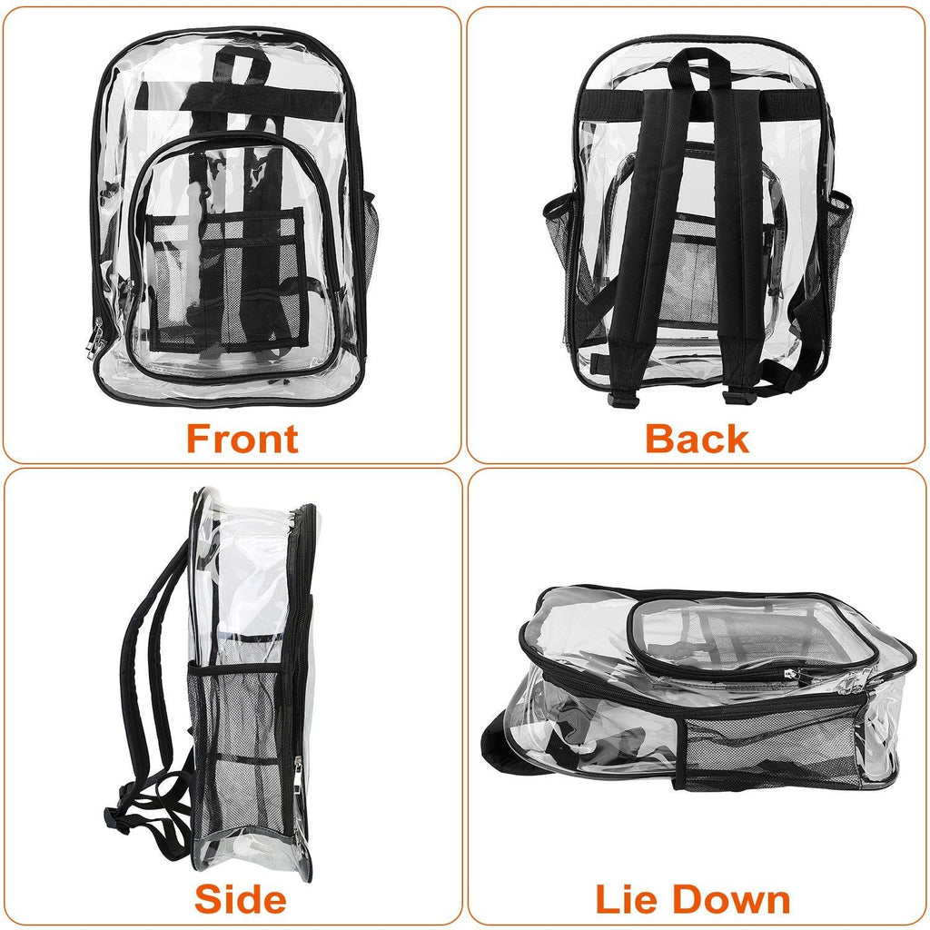 Heavy Duty Clear Backpack - Waterproof PVC Book Bag with Reinforced Straps - Stickies Apparel