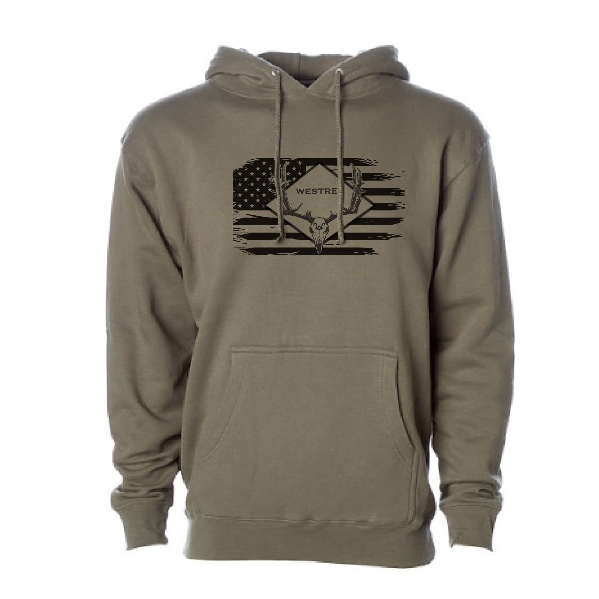 Men's Army Green Skull Graphic Hoodie for Casual Wear - Stickies Apparel