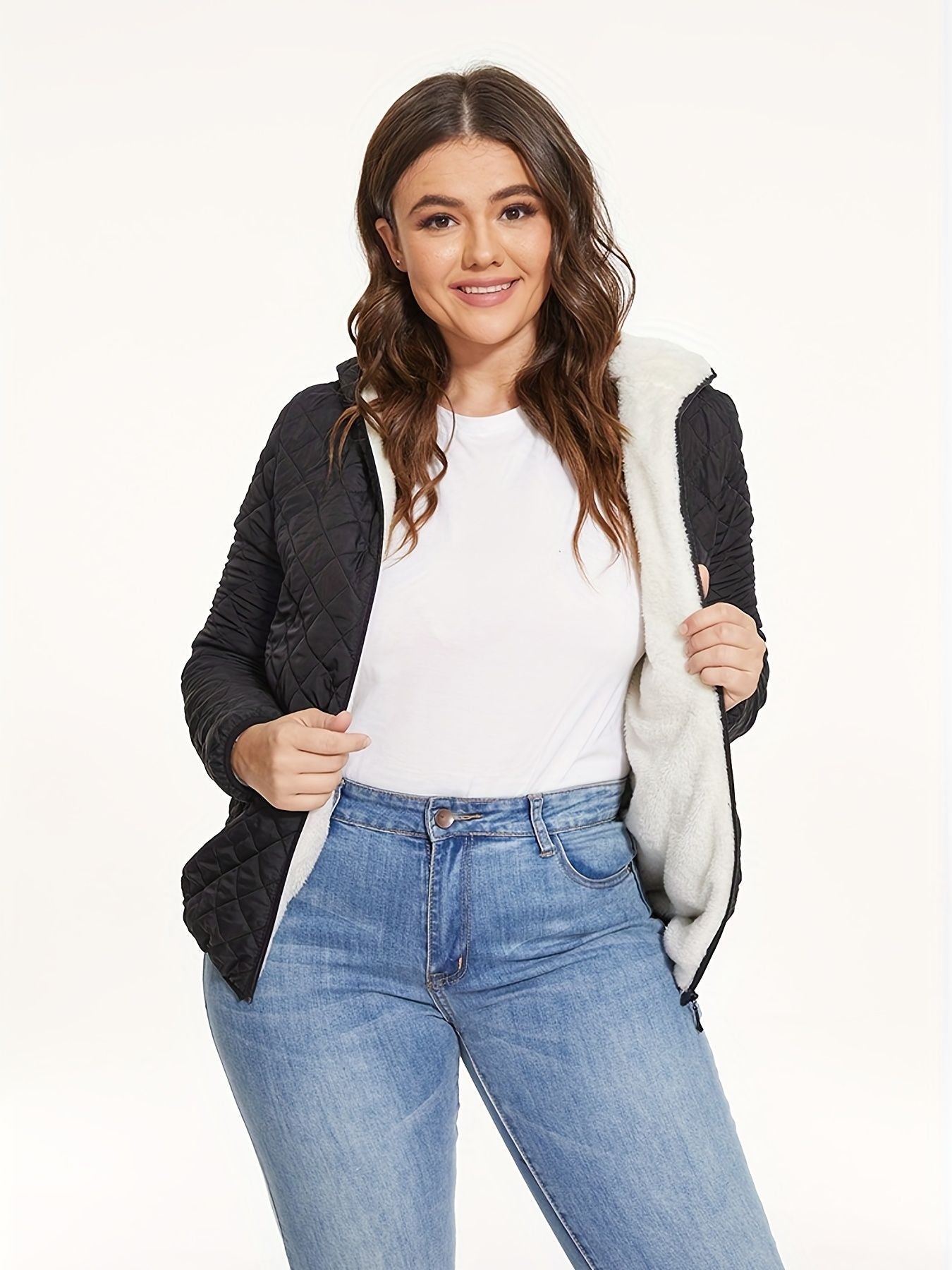 Stylish Women’s Thermal Hooded Jacket with Cozy Slant Pockets for Fall & Winter - Stickies Apparel