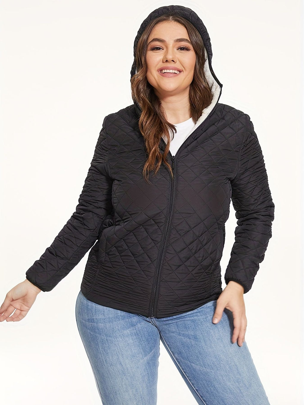 Stylish Women’s Thermal Hooded Jacket with Cozy Slant Pockets for Fall & Winter - Stickies Apparel