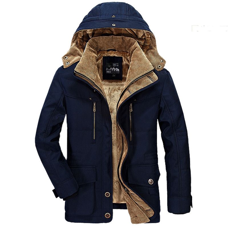 Thick Fleece Hooded Parka Jacket for Men - Warm Windbreaker & Casual Outdoor Coat - Stickies Apparel